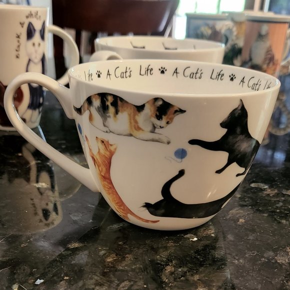 2 Portobello By Design 'Home Is Where My Cat Is' Bone China XL Mugs EUC … - Picture 9 of 9